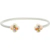 Juvell Cubic Zirconia Textured Cuff Bracelet In Multi