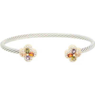 Juvell Cubic Zirconia Textured Cuff Bracelet In Multi