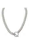 Juvell Cubic Zirconia Toggle Curb Chain Necklace In Silver