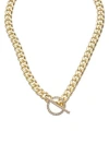 Juvell Cubic Zirconia Toggle Curb Chain Necklace In Yellow