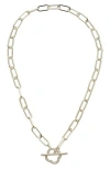 Juvell Cubic Zirconia Toggle Paper Clip Chain Necklace In Silver