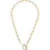 Juvell Cubic Zirconia Toggle Paper Clip Chain Necklace In Yellow