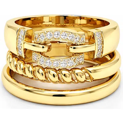 Juvell Cubic Zirconia Triple Band Ring In Gold
