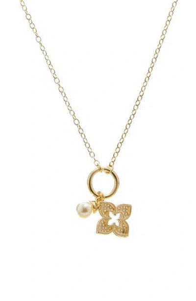 Juvell Plated Cz Clover Link Necklace In Gold