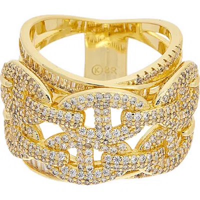Juvell Cz Layered Link Ring In Gold