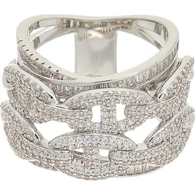 Juvell Cz Layered Link Ring In Metallic