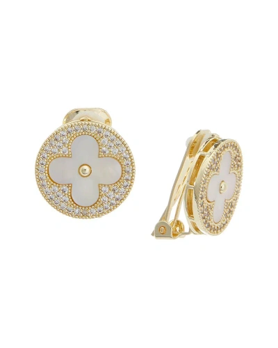 Juvell 18k Plated Pearl Cz Earrings In Gold