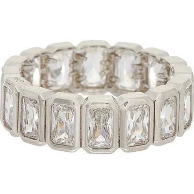 Juvell Emerald Cut White Topaz Eternity Ring