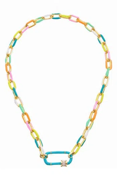 Juvell Enamel Paperclip Chain Necklace In Yellow