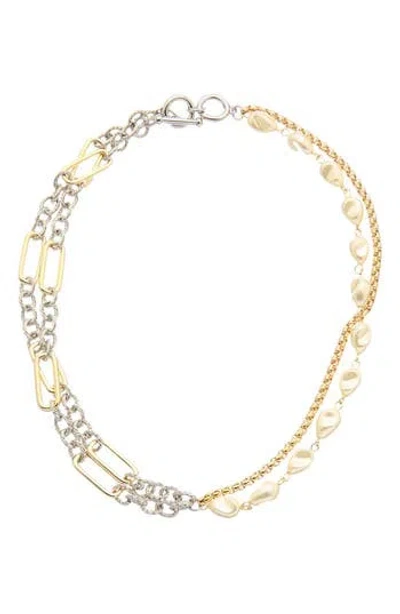 Juvell Faux Pearl Mix Chain Necklace In Gold