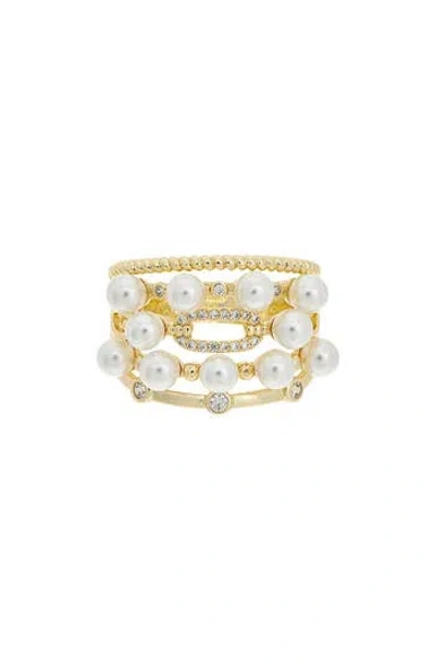 Juvell Faux Pearl Ring In Gold
