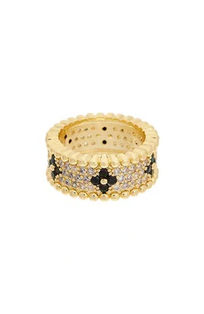 Juvell Floral Pavé Cubic Zirconia Band Ring In Gold