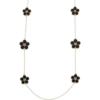 Juvell Plated Lab-grown Black Onyx Cz Clover Necklace In Brown