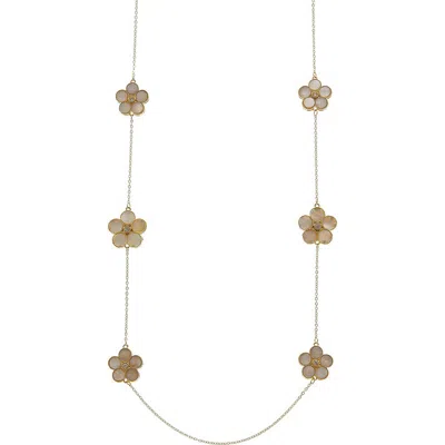 Juvell Plated Lab-grown Mother Of Pearl Cz Clover Necklace In Gold