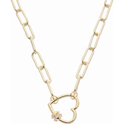 Juvell Heart Cubic Zirconia Paperclip Necklace In Yellow