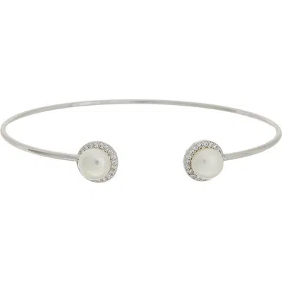 Juvell Imitation Pearl & Cubic Zirconia Cuff Bangle In White
