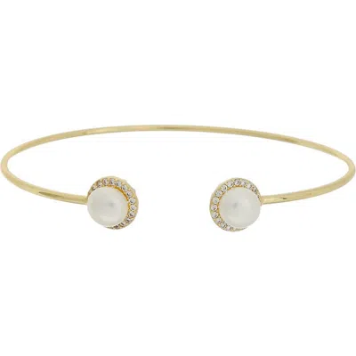 Juvell Imitation Pearl & Cubic Zirconia Cuff Bangle In Yellow 1040