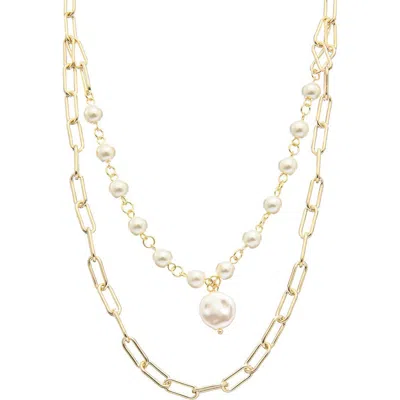 Juvell Imitation Pearl Layered Necklace In Yellow