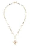 Juvell Mother-of-pearl & Cubic Zirconia Paper Clip Chain Necklace In Yellow
