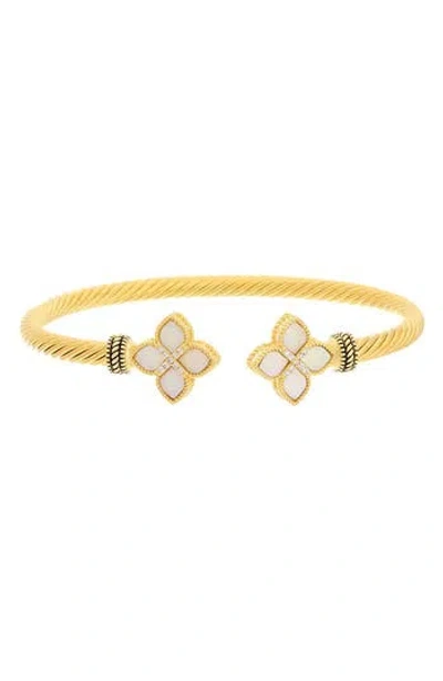 Juvell Mother-of-pearl Clover Cuff Bracelet In Yellow