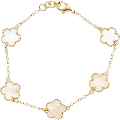 Juvell Mother-of-pearl Clover Station Bracelet In Gold