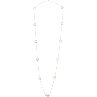 Juvell Mother-of-pearl Clover Station Chain Long Necklace In White