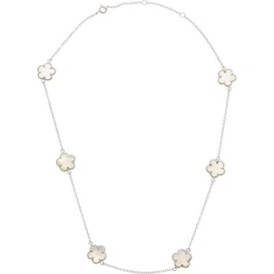 Juvell Mother-of-pearl Clover Station Necklace In Metallic