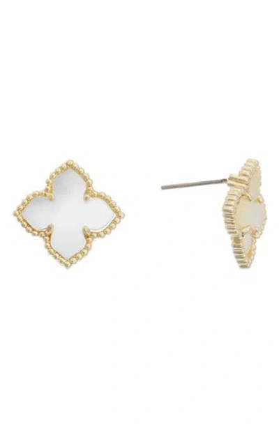 Juvell Mother-of-pearl Clover Stud Earrings In Yellow