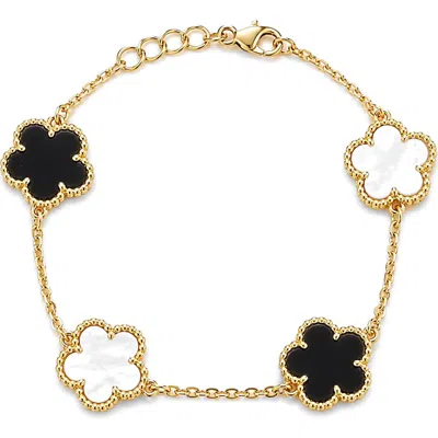 Juvell Mother Of Pearl Flower Station Bracelet In Yellow