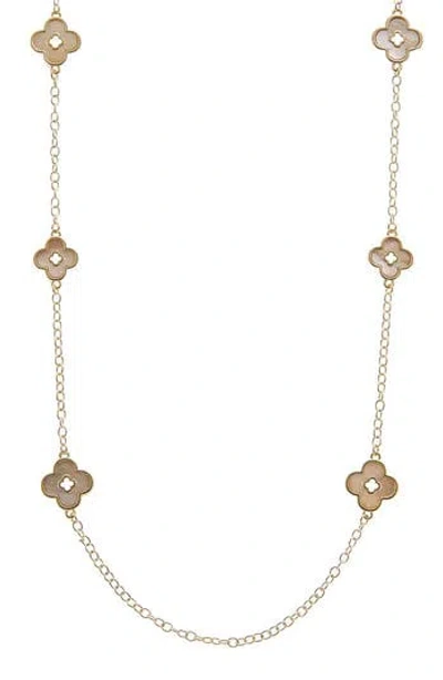 Juvell Plated Lab-grown Mother Of Pearl Clover Necklace In Gold
