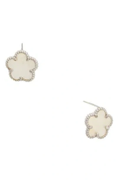 Juvell Mother-of-pearl Flower Stud Earrings In Silver