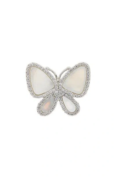 Juvell Mother-of-pearl & Cubic Zirconia Butterfly Ring In Pattern