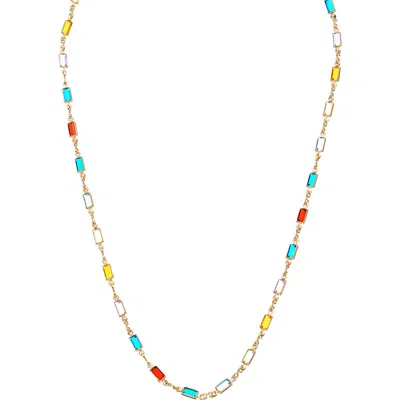 Juvell Multicolor Baguette Station Necklace In Yellow