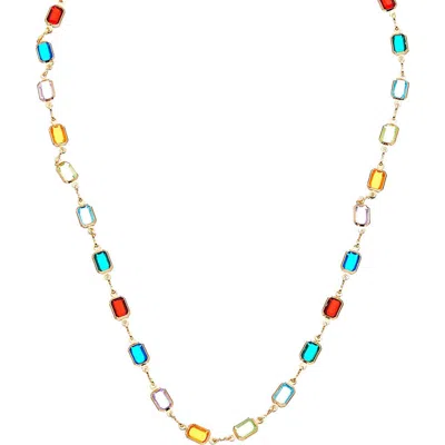 Juvell Multicolor Stone Station Necklace In Yellow
