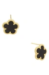 Juvell Onyx Clover Stud Earrings In Yellow