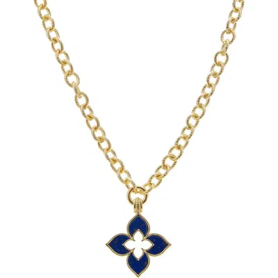 Juvell Open Clover Pendant Necklace In Yellow/ Blue