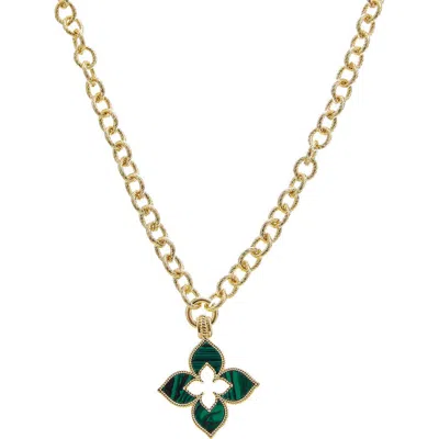 Juvell Open Clover Pendant Necklace In Yellow/ Green