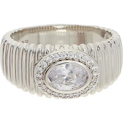 Juvell Oval Cubic Zirconia Textured Band Ring In Pink