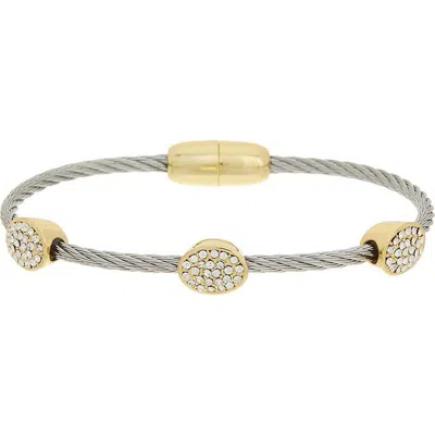 Juvell Pavé Cubic Zirconia Cable Bangle Bracelet In Yellow