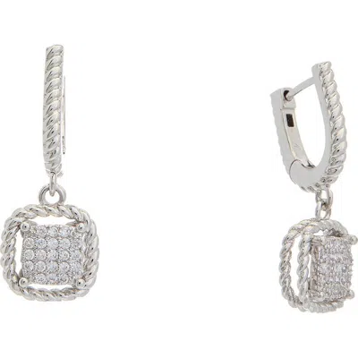 Juvell Pavé Cubic Zirconia Drop Huggie Hoop Earrings In Metallic