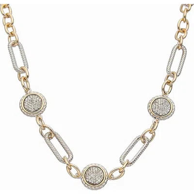 Juvell Pavé Cubic Zirconia Station Chain Necklace In Yellow