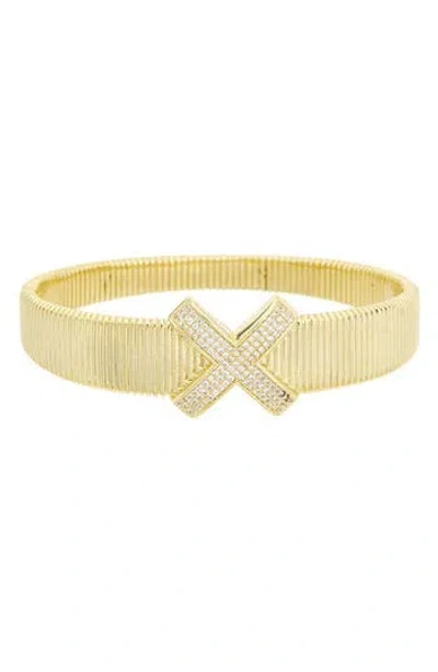 Juvell Plated Cz Cuff Bangle Bracelet In Gold