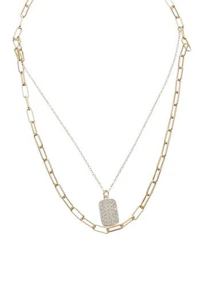 Juvell Pavé Dog Tag Layered Necklace In Gold