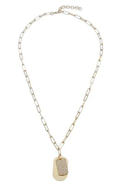 Juvell Pavé Dog Tag Pendant Necklace In Yellow