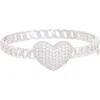 Juvell 18k Plated Cz Heart Link Bangle Bracelet In Metallic