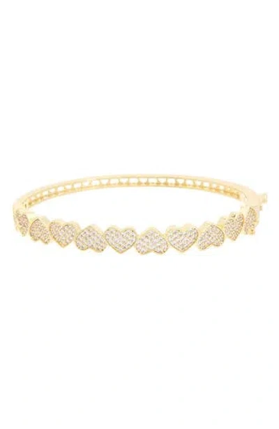 Juvell 18k Plated Cz Heart Bangle Bracelet In Gold