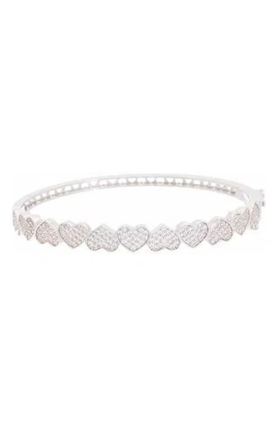 Juvell Pavé Heart Bangle Bracelet In Silver
