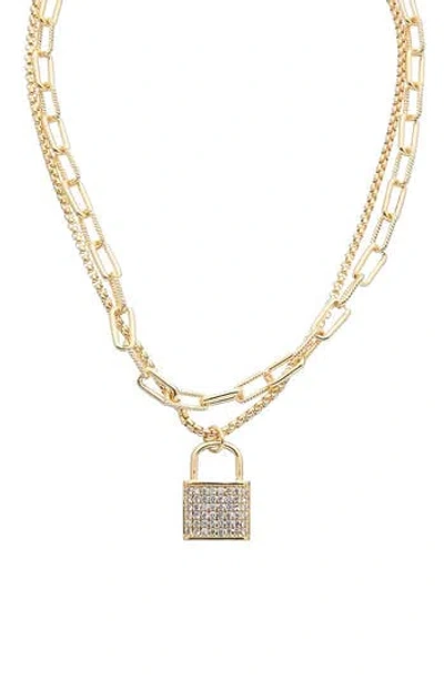 Juvell Pavé Lock Layered Necklace In Gold