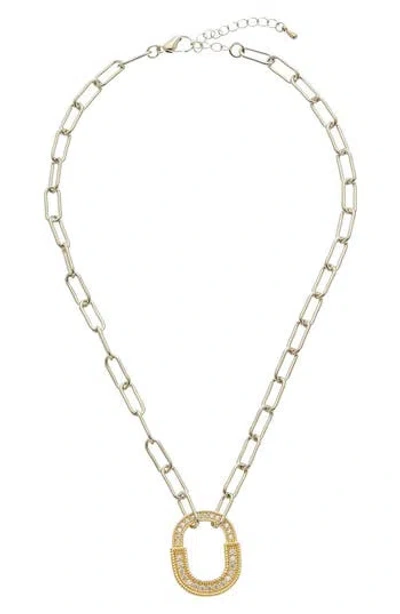 Juvell Pavé Open Pendant Two-tone Necklace In Multi