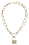 Juvell Pavé Padlock Pendant Two-tone Layered Necklace In Multi